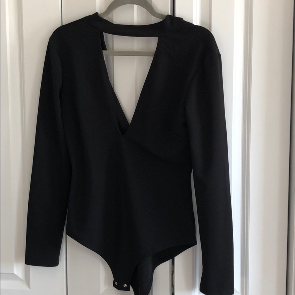 Black low cut bodysuit